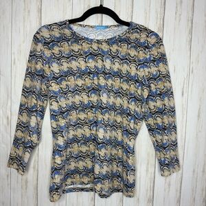 J McLaughlin Blue and Cream Top Small